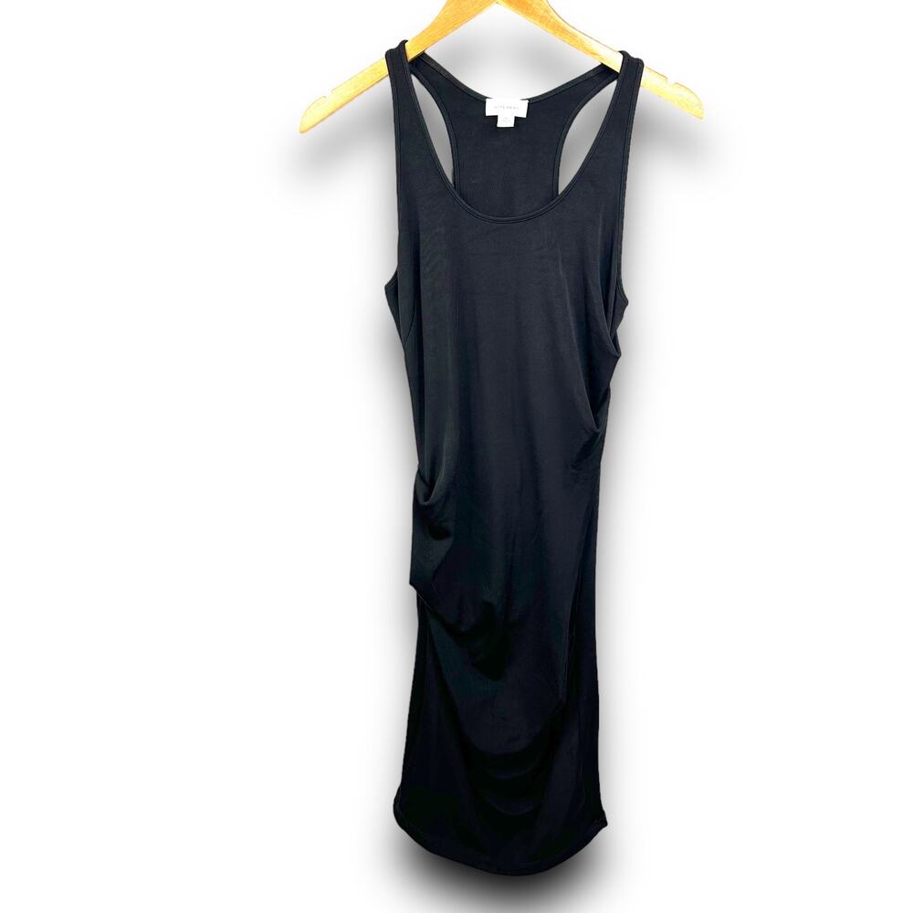 Witchery Black Bodycon Sleeveless Tank Dress Ruched Scoop Neck Racerback Medium - Picture 4 of 8
